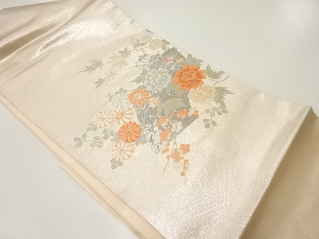 JAPANESE NAGOYA OBI / WOVEN FLORAL PLANTS